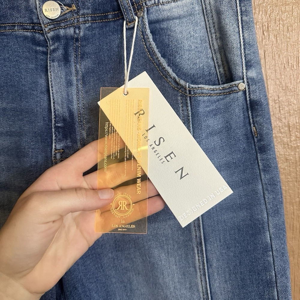NWT RISEN High Rise Crop Wide Leg Front Seam Detailed Jeans Sz 11/30 Streetwear - Picture 4 of 7